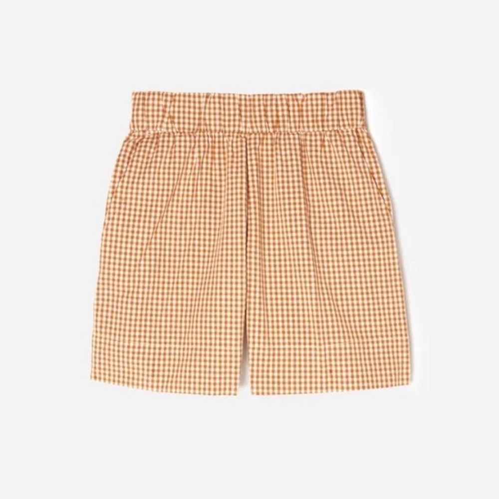 Everlane Brown and White Gingham High-Waist Women's Shorts